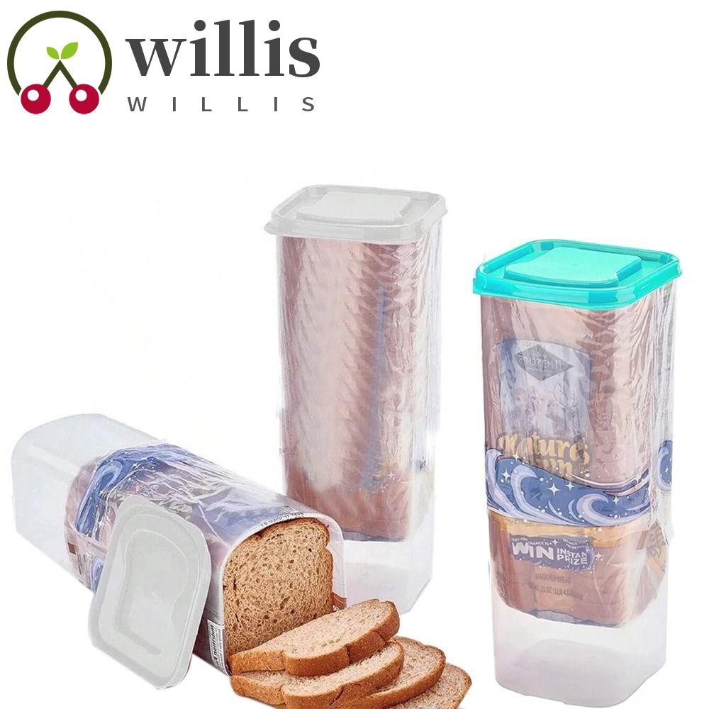 Willis กล่องขนมปัง ทรงสี่เหลี่ยมผืนผ้า พร้อมที่จับ พลาสติกโปร่งแสง ประหยัดพื้นที่ พร้อมฝาปิด สําหรับเก็บเค้ก แซนวิช