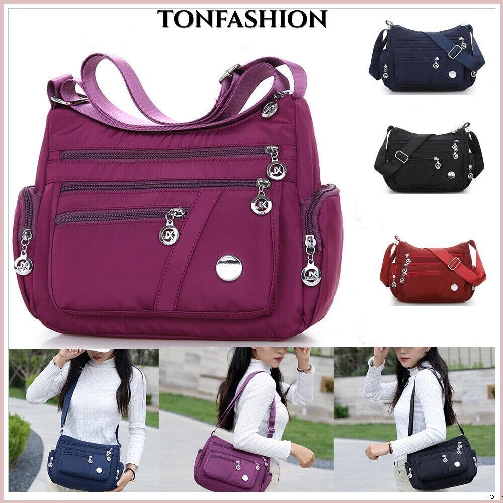 Tonfashion กระเป๋าสะพายไหล่ สะพายข้าง ทรงโท้ท ขนาดเล็ก หลายชั้น แฟชั่นสําหรับสตรี