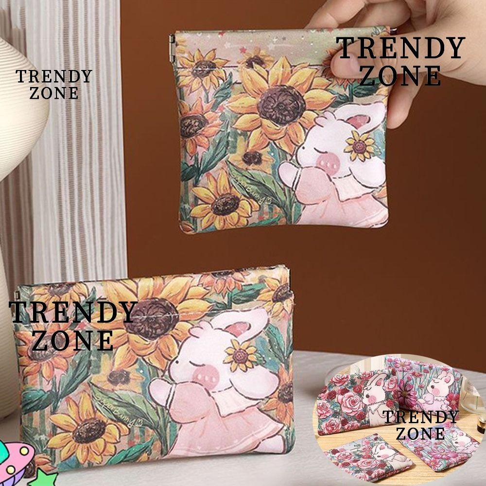 Trendyzone กระเป๋าใส่เหรียญ หนัง PU พิมพ์ลายกระต่ายน่ารัก กันน้ํา สําหรับผู้หญิง