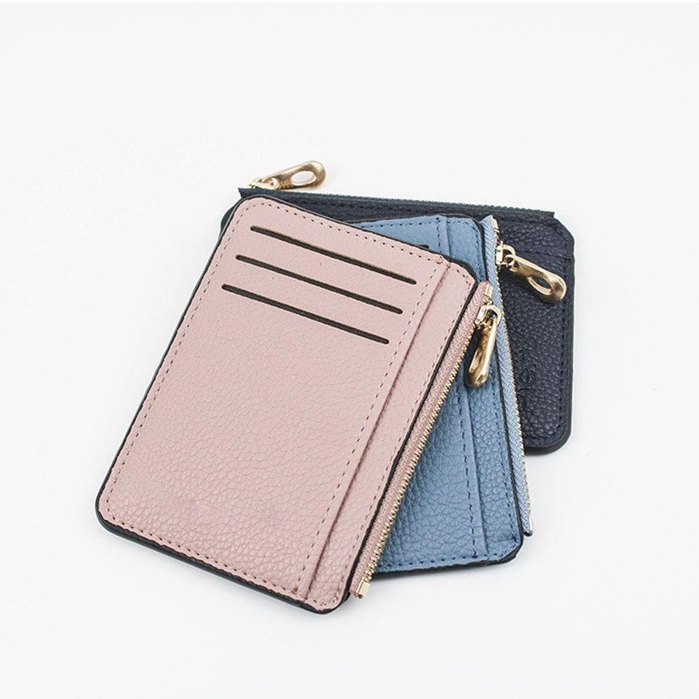 Trendyzone กระเป๋าสตางค์ ใบสั้น หนัง PU บางมาก มีซิป สีพื้น สไตล์นักธุรกิจ สําหรับผู้ชาย และผู้หญิง - รูปที่ 6