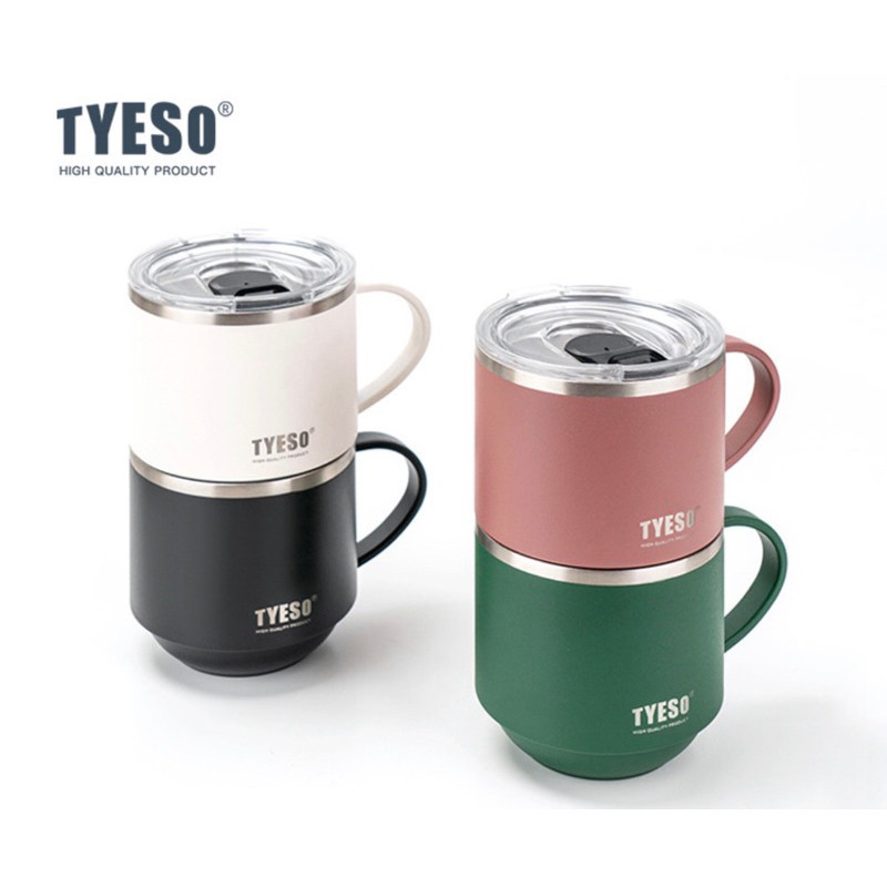พร้อมส่งในไทยTYESO เเท้100% แก้วกาแฟมาพร้อมฝาปิดเก็บอุณหภูมิ ร้อนและเย็นความจุ330ml