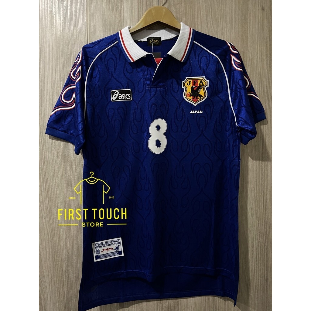 Retro เสื้อบอลย้อนยุค ญี่ปุ่น 1998 แขนลายไฟ เสื้อเปล่า / พร้อมเบอร์ชื่อ 8 Nakata