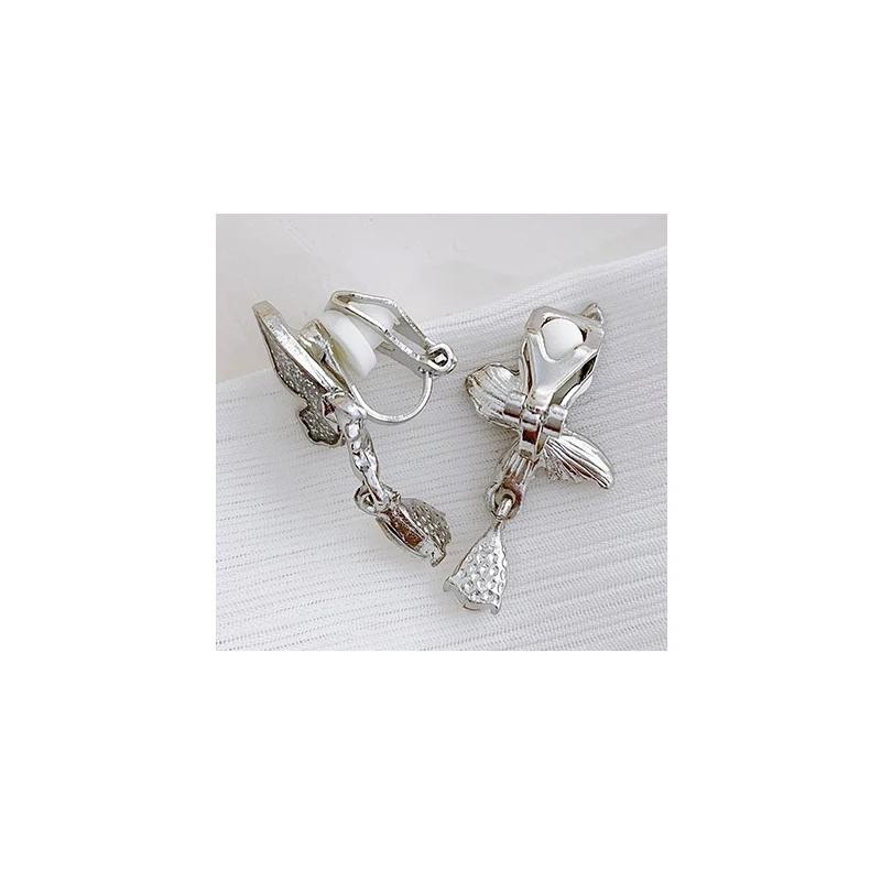 Cey498b ต่างหูแบบหนีบ รูปผีเสื้อ ประดับโบว์ สวยหรู ไม่ต้องเจาะรู - รูปที่ 4