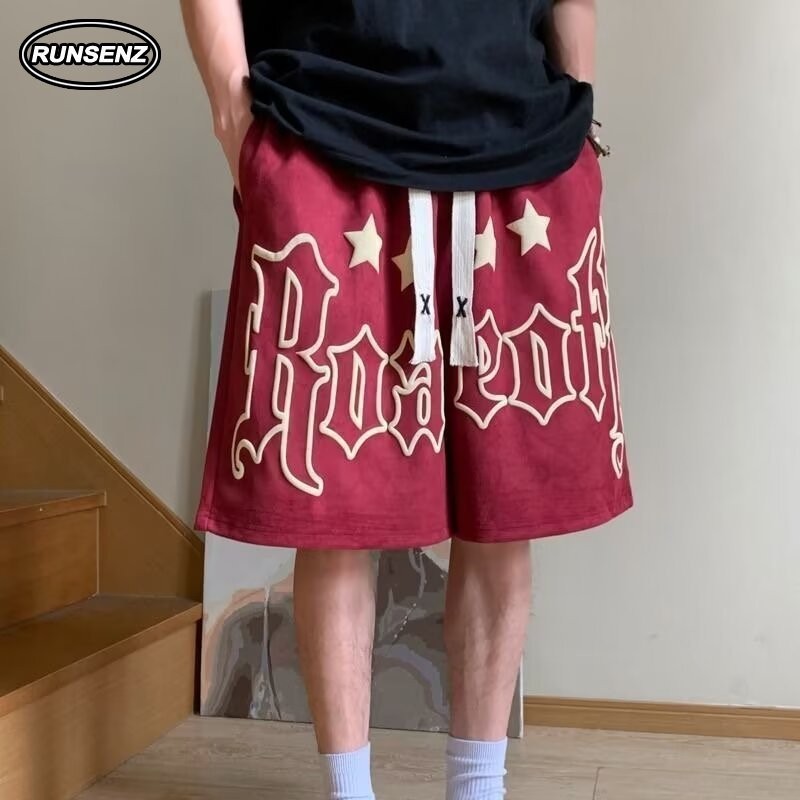 กางเกงวอร์มขาสั้น ขากว้าง ทรงหลวม ขนาดใหญ่ สไตล์อเมริกัน สําหรับผู้ชาย ไซซ์ M - 8XL