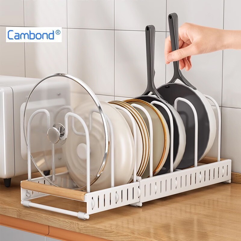 Cambond ชั้นวางฝาหม้อปรับขนาดได้ 7/10 ช่อง ที่วางฝาหม้อ จาน เขียง สำหรับจัดระเบียบครัว