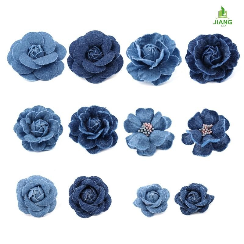 Jn 5 ชิ้น ล็อตเกาหลี ผ้าเดนิม ดอกไม้ เครื่องประดับผม เสื้อผ้า หมวก ชุดตกแต่ง DIY อุปกรณ์งานฝีมือ