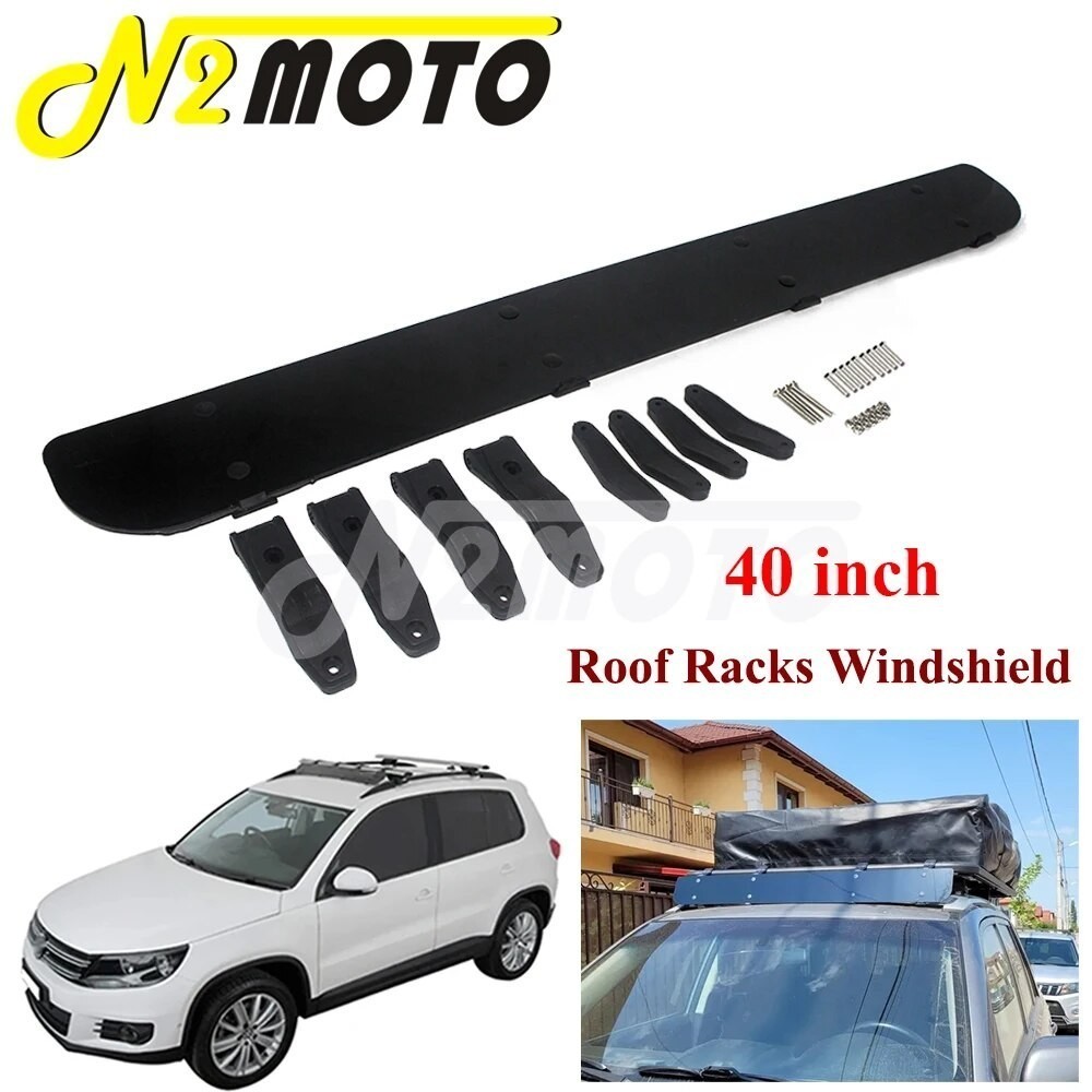 N2 Universal Auto 40'' Windshield Fairing Roof Racks Car Top Roof Rack Wind Fairing Cargo Air Deflector Quiet Noise Wind