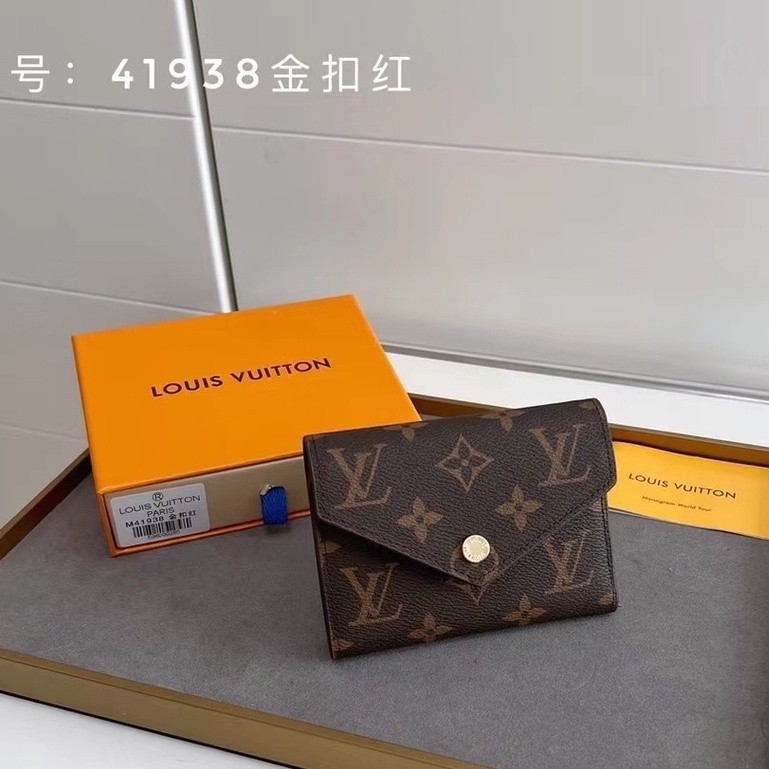 【with Bo】ของแท้ กระเป๋าสตางค์ ใบสั้น พิมพ์ลาย Louis Vuitt** L/V คุณภาพสูง สําหรับผู้หญิง โมเดล: M41938