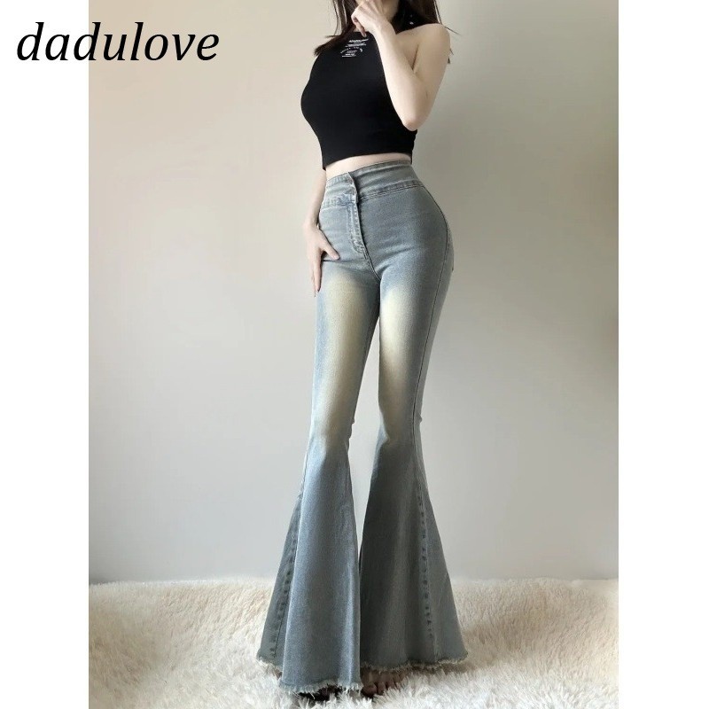 DaDulove2026 กางเกงยีนส์เอวสูงทรงกระโปรงสไตล์วินเทจ High Street ใส่เที่ยวฤดูร้อน แต่งขอบขาด