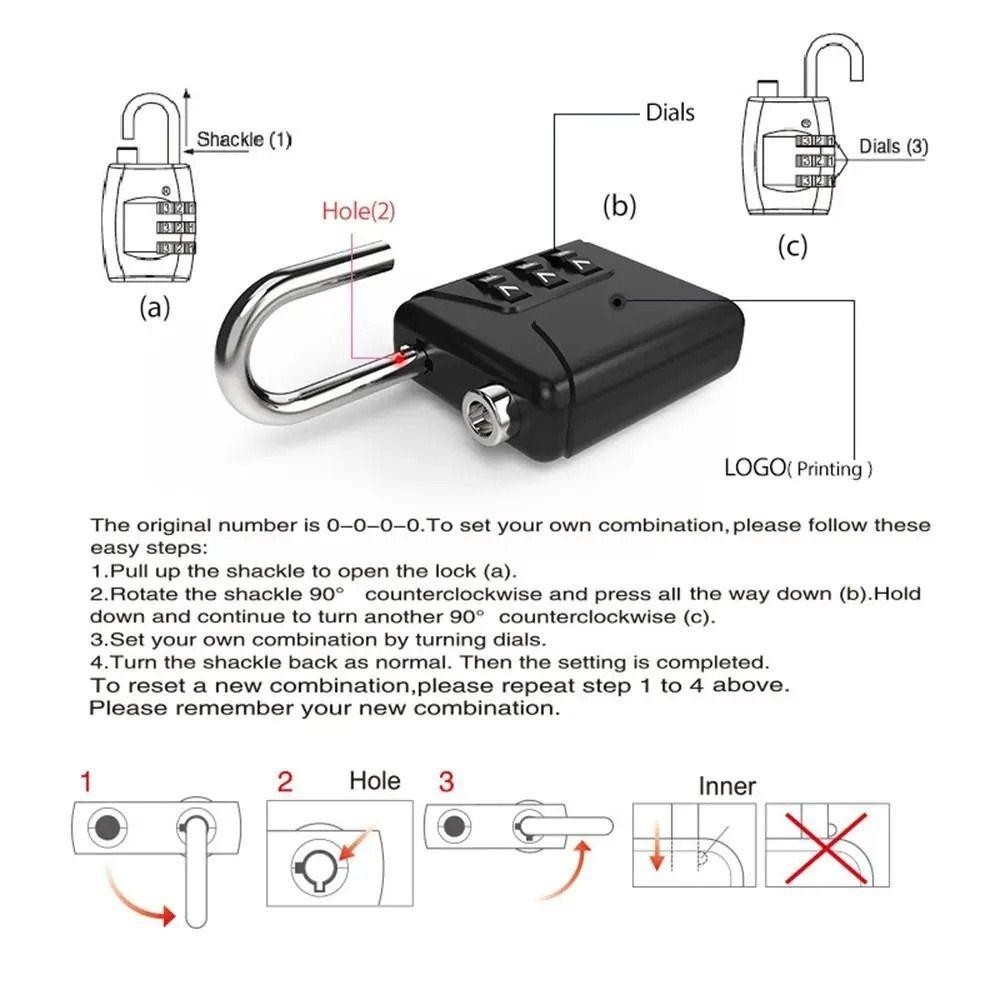 Quillan กระเป๋าเดินทางรหัสล็อค,3 Dial หลักกันน้ํา Mini รหัสผ่านกุญแจ,แบบพกพาความปลอดภัยกระเป๋าเป้สะพายหลังกุญแจ Anti-theft Customs รหัสล็อคกระเป๋าเดินทาง