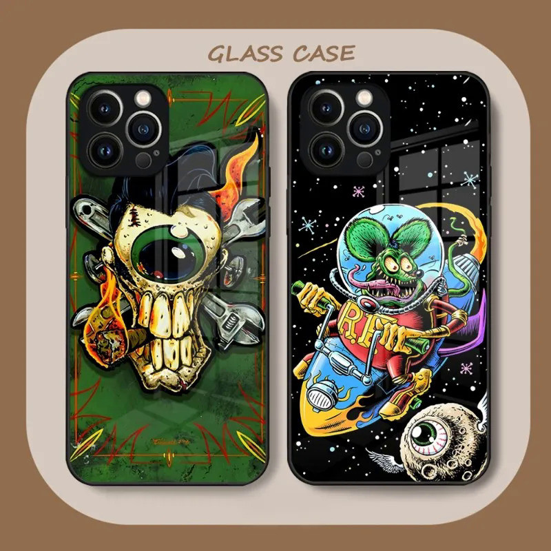 Tales Of The Rat Fink Artเคสโทรศัพท ์ กระจกนิรภัยสําหรับIPhone 15 12 14 13 11 Pro XS Max Plus Mini X XR 8 7 6s SE2020 Coque 0809