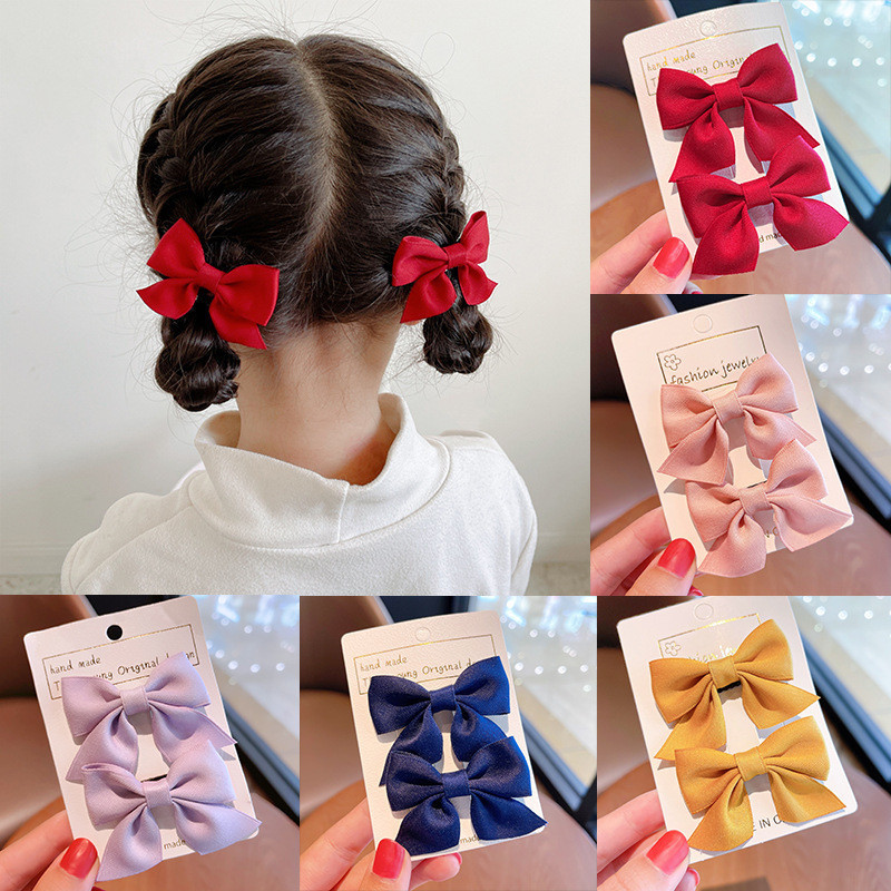 กิ๊บติดผม ลายดอกไม้ ประดับโบว์ สไตล์เกาหลี สีสันสดใส เครื่องประดับผม สําหรับเด็ก