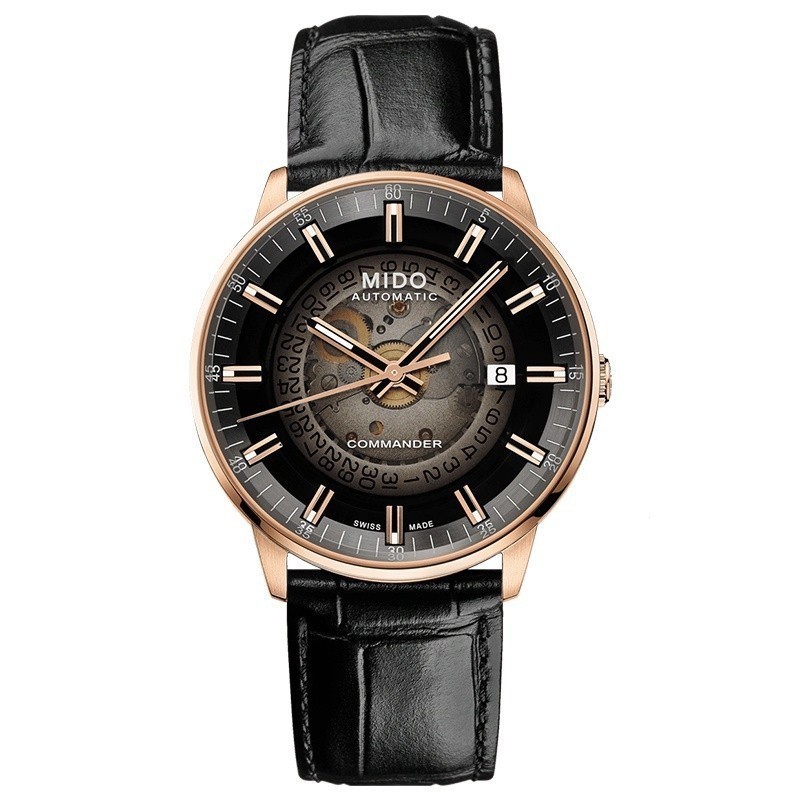 Mido Swiss นาฬิกาข้อมือกึ่งโปร่งใส ไล่โทนสี สําหรับผู้ชาย M021.407.36.411.00