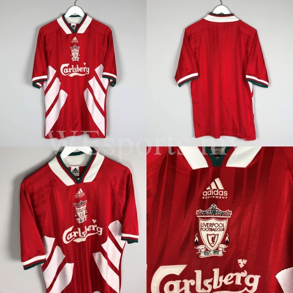 เสื้อกีฬาแขนสั้น ลายทีมชาติฟุตบอล Liverpool 1993 1995 ชุดเหย้า