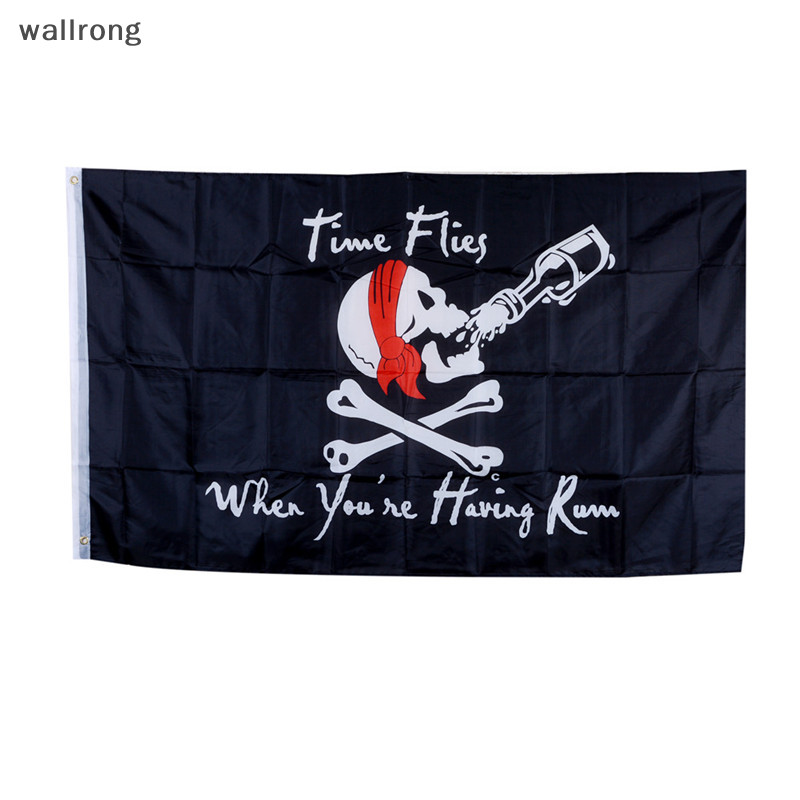 Wallrong ธงโจรสลัด ลายหัวกะโหลก Jolly Roger 90x150 ซม. สําหรับตกแต่งปาร์ตี้ฮาโลวีน