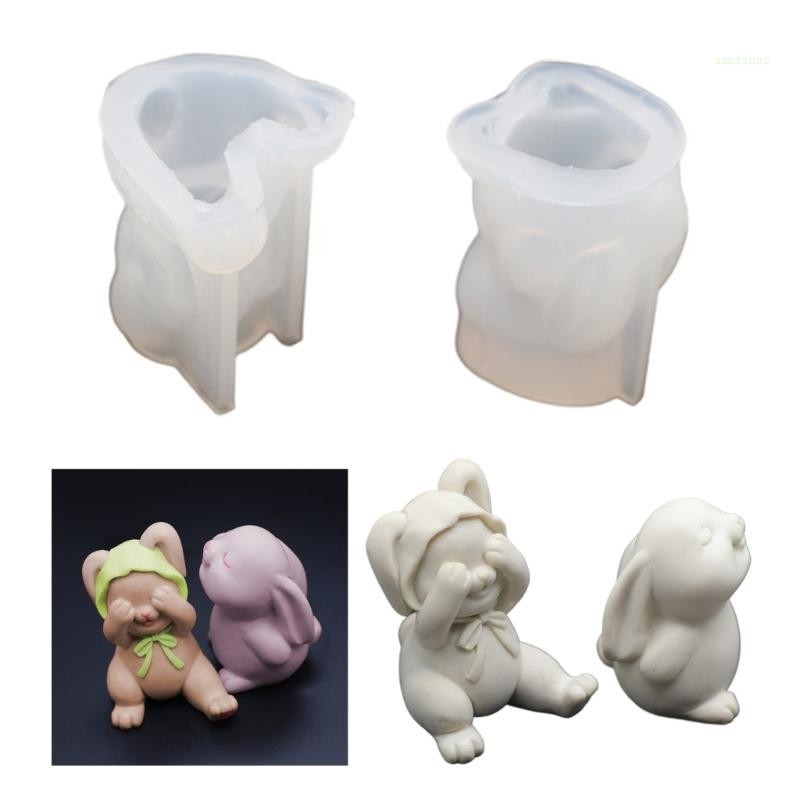 San* แม่พิมพ์ซิลิโคน รูปกระต่าย นํากลับมาใช้ใหม่ได้ สําหรับทํางานฝีมือ DIY