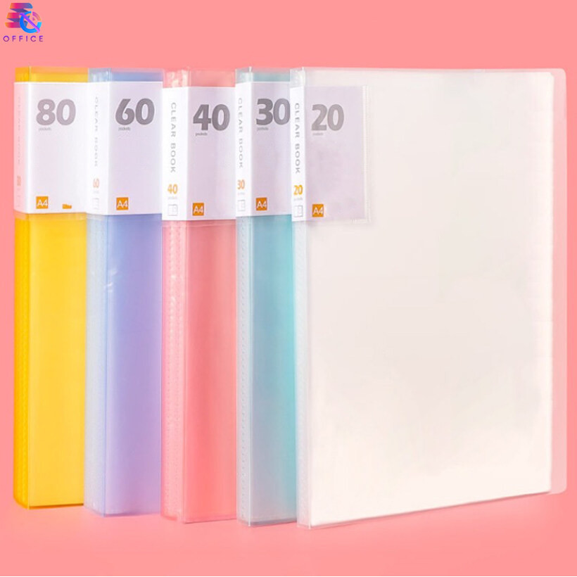 แฟ้มโชว์เอกสาร 40 ช่อง 60 ช่อง 80 ซอง 100 ซอง คละสี พลาสติก PP ขนาด A4 แฟ้มใส่เอกสาร ซองโชว์เอกสารพล