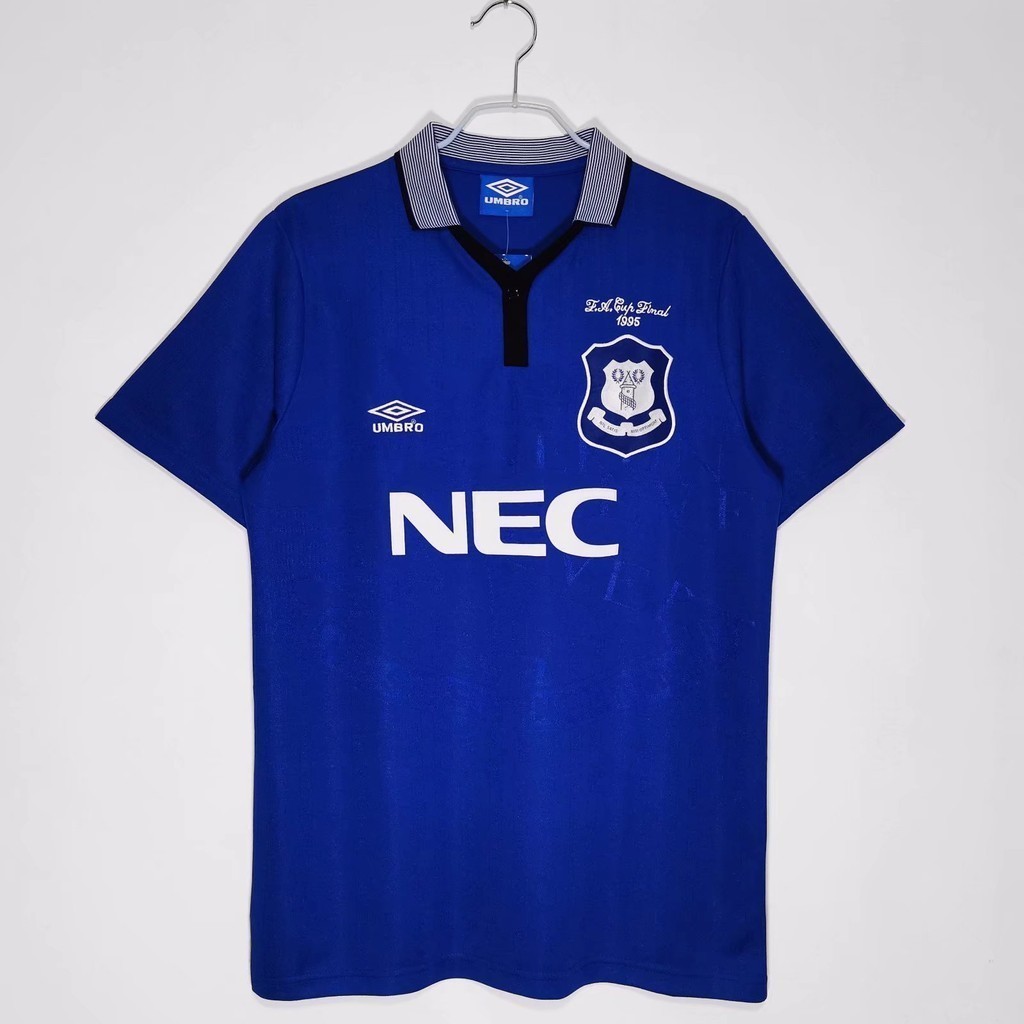 เสื้อกีฬาแขนสั้น ลายทีมชาติฟุตบอล Everton 1995 สไตล์เรโทร