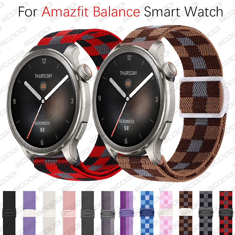 สายนาฬิกาข้อมือ ไนล่อน แบบยืดหยุ่น สามารถปรับได้ สําหรับ Amazfit Balance SmartWatch Band