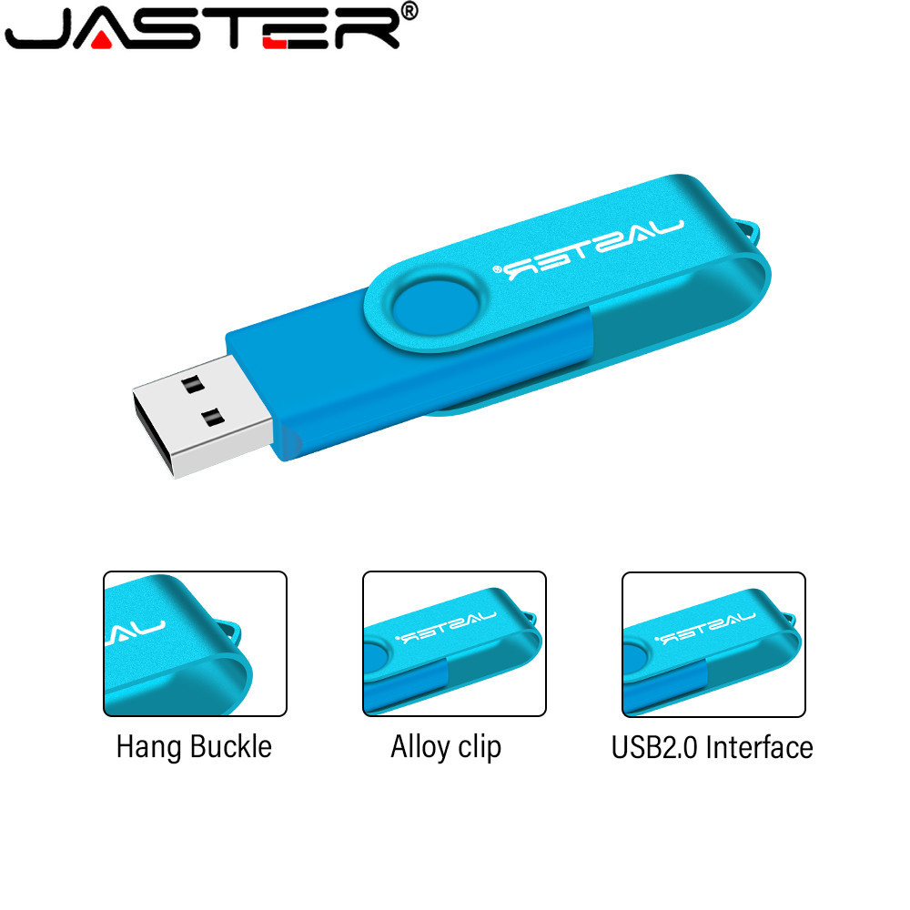 Jaster แฟลชไดรฟ์โลหะ USB 32GB 16GB 64GB 8GB 4GB กันน้ํา หลากสี พร้อมพวงกุญแจ สําหรับของขวัญ
