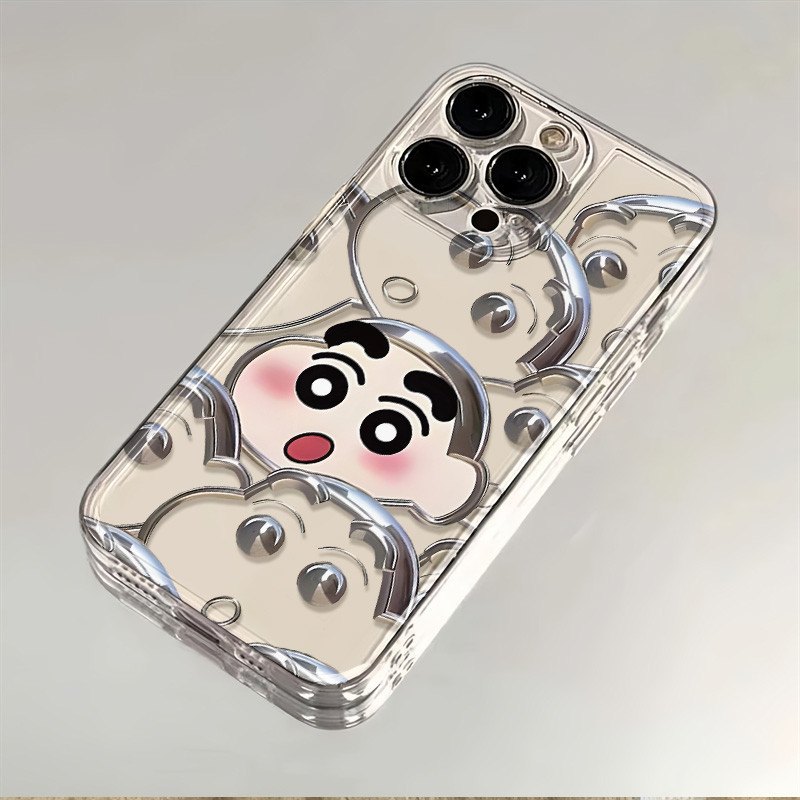 ใหม่ เคสโทรศัพท์มือถือ ซิลิโคนนิ่ม กันกระแทก ลายการ์ตูนชินจังน่ารัก สําหรับ IPhone 7 7plus 8 8plus Xs Xr 11 12 13 14 15 Pro Plus Promax