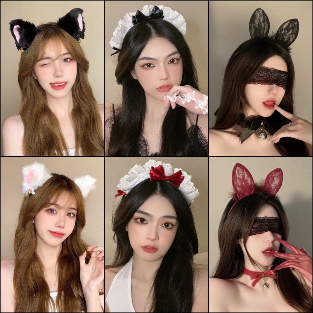 cosplay ที่คาดผมน่ารักและเซ็กซี่ หูแมว ลูกไม้ หูกระต่าย ที่คาดผมแบบแม่บ้าน มีหลายแบบให้เลือก พร้อมกระดิ่งเล็กๆ