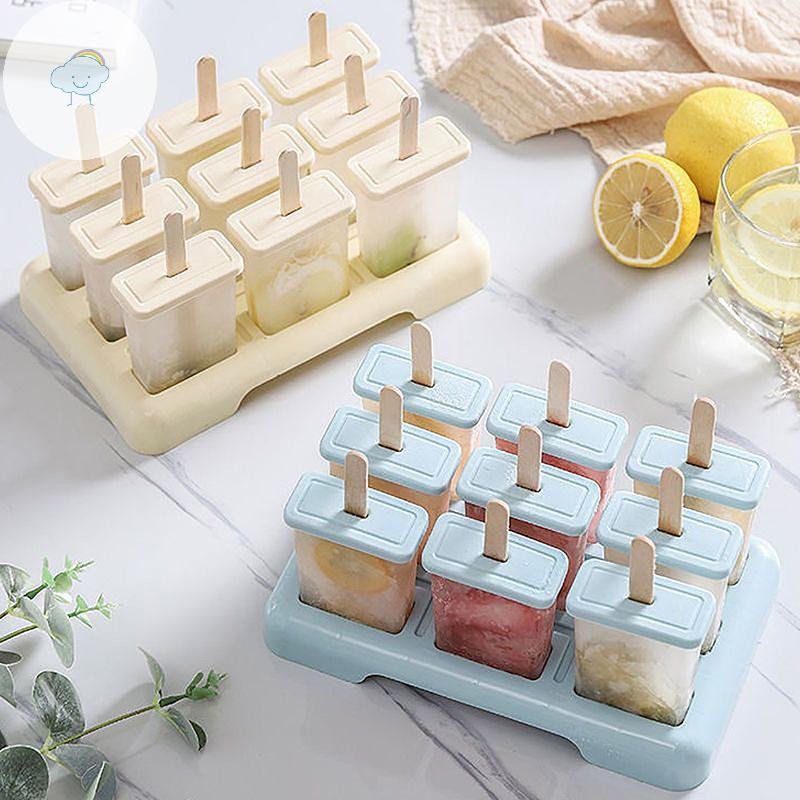 TWOE ไอศกรีมไอติมแม่พิมพ์ DIY เครื่องไอศกรีมโฮมเมดพร้อมแท่งพลาสติก Ice-lolly แม่พิมพ์ถาด Gadgets ครัว TH