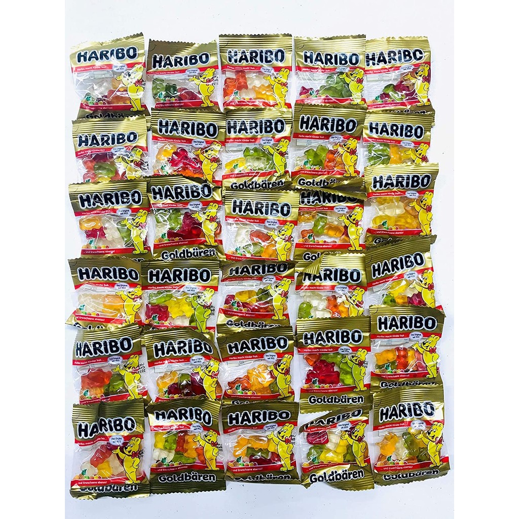 Christmas HARIBO Gummy Mini Gold Bears 10g x 50 pieces individually packaged gift bucket for sharing