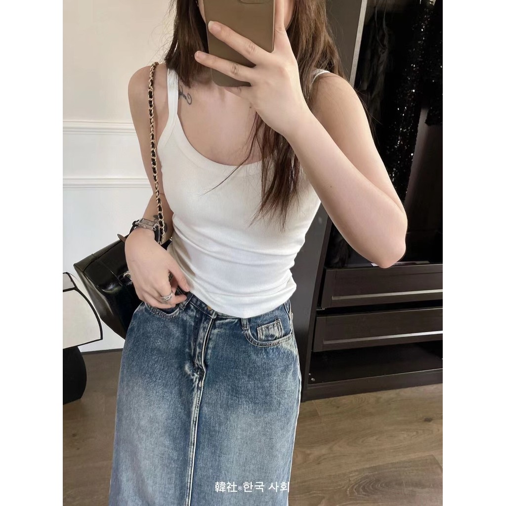 Evelynสายเดี่ยว มีฟองน้ำในตัว สีพื้น ผ้านุ่ม รูปที่ 8