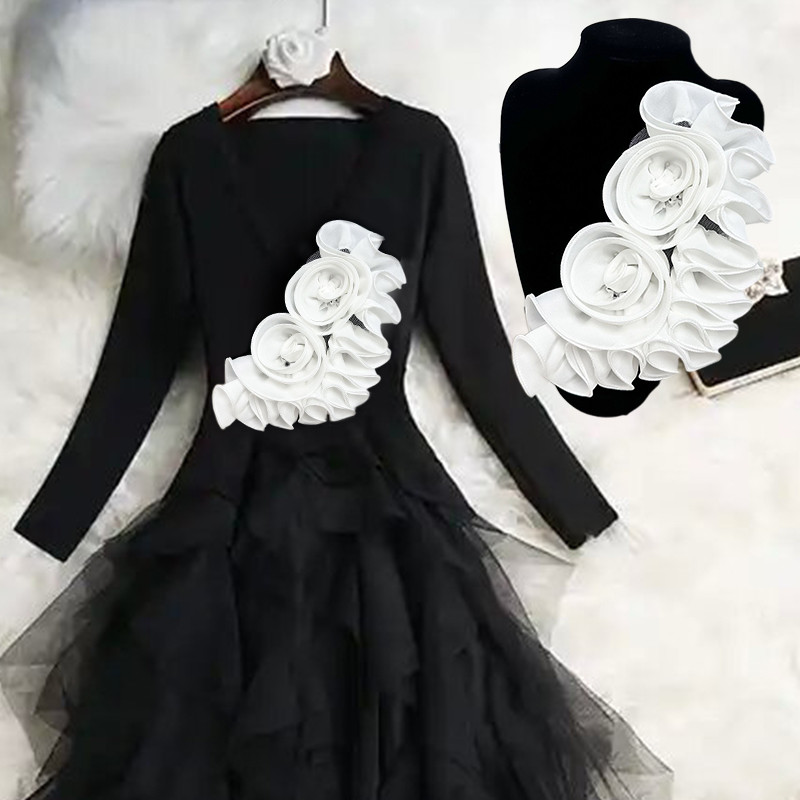 คู่มือสามมิติดอกไม้เข็มกลัดตกแต่งลูกไม้หน้าอกดอกไม้ตาข่ายผู้หญิง ทําเอง ชุดแต่งงานขาอุปกรณ์เสริม เสื้อยกทรง - รูปที่ 3