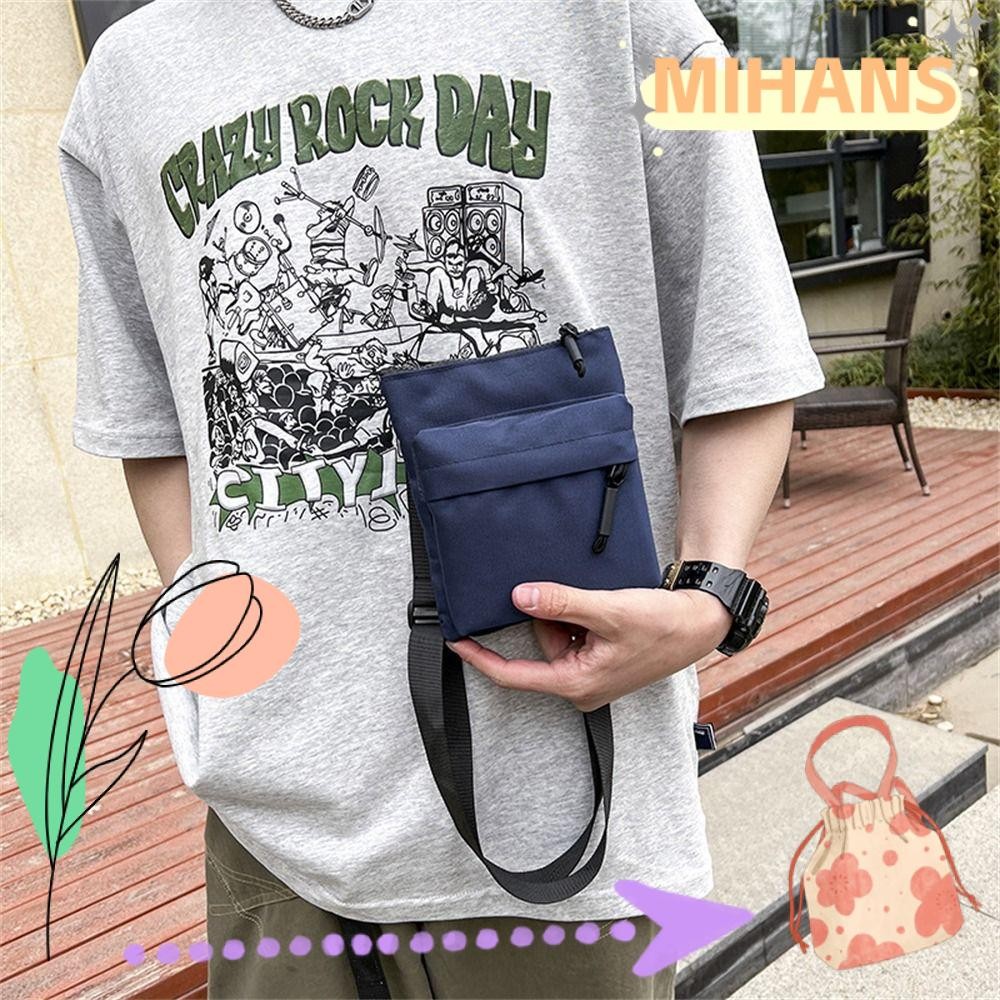 มิห์ กระเป๋าสะพายไหล่,กระเป๋า ผู้สื่อสาร ไนลอนกันน้ํา,แฟชั่นสันทนาการสีทึบกระเป๋าสะพายกีฬากลางแจ้ง