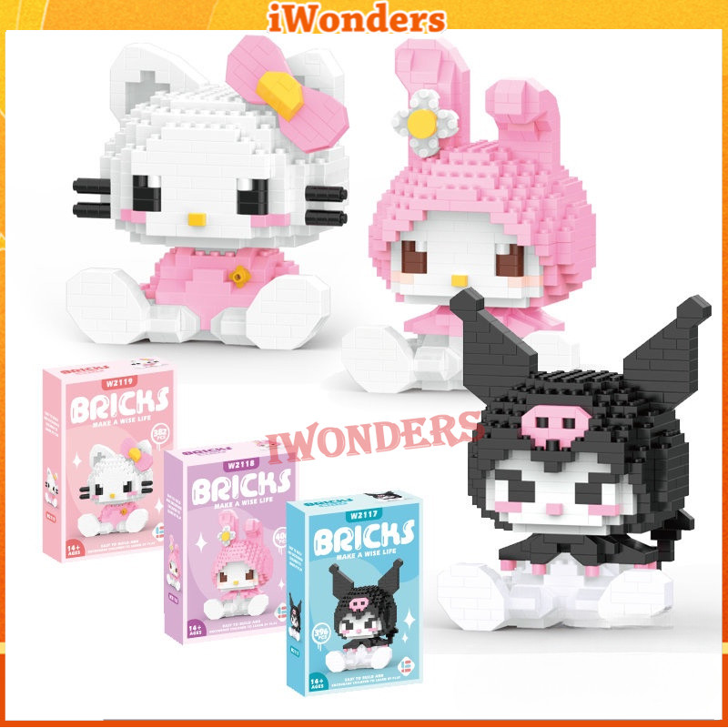 6in1,Hello Kitty,My Melody,Cinnamoroll,Pompurin,Kuromi,Building Blocks ของเล่นของขวัญสําหรับเด็กผู้หญิง