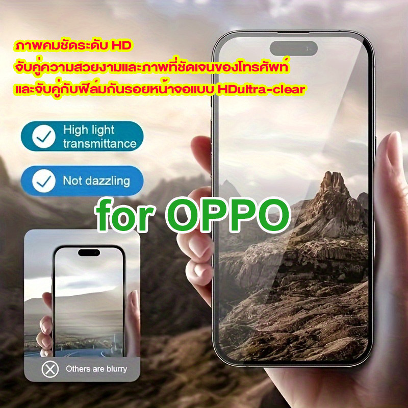 กาวเต็มจอ ฟิล์มกระจกนิรภัย for OPPO A16K A15S A18 A5 A9 2020 A31 A54 A3 A53 Reno 5 8 A56S A38 ฟิล์มก