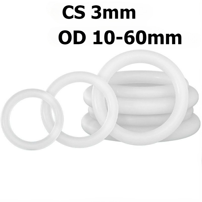 [DXM] โอริงสีขาว CS3.0mm x OD10~60mm แหวนซิลิโคนทนอุณหภูมิสูงก๊อกน้ําแหวนปิดผนึกกันน้ํา