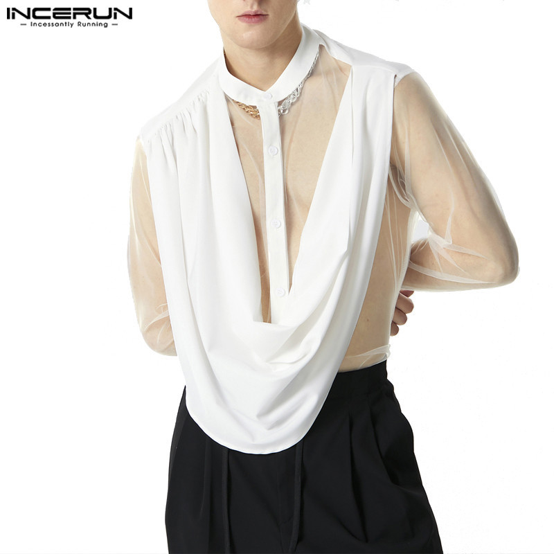 Incerun เสื้อเชิ้ตลําลอง แขนยาว คอสวิง สไตล์วินเทจ สําหรับผู้ชาย