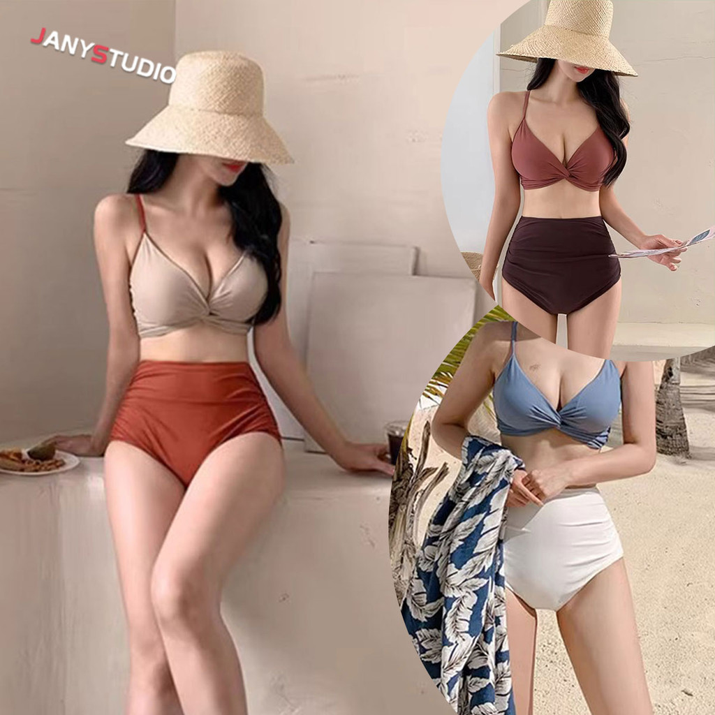 ชุดว่ายน้ำทูพีช กางเกงในเอวสูงเก็บพุงได้ดีสีสวยใส่แล้วน่ารัก