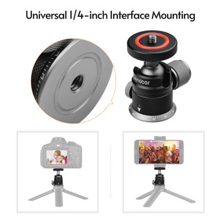 Andoer ขาตั้งกล้องอลูมิเนียมอัลลอยด์ หัวบอลพาโนรามา 360° หมุนได้ 180° เมาท์ขาตั้งกล้อง 1/4 พร้อมฐานสเกล สําหรับกล้อง DSLR