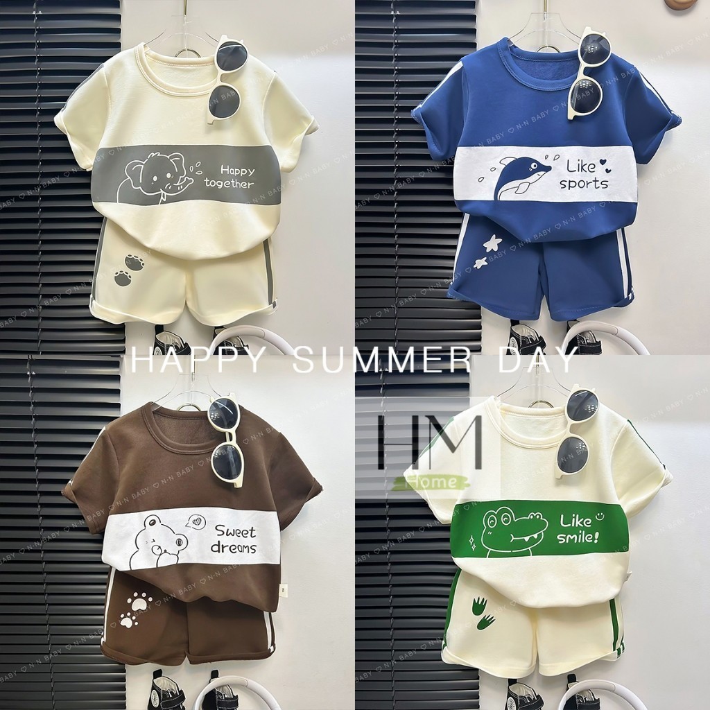 ชุดเด็ก เสื้อผ้าเด็ก เสื้อยืดแขนสั้น+กางเกงขาสั้น เซท 2 ชิ้น อายุ6เดือน-3ปี
