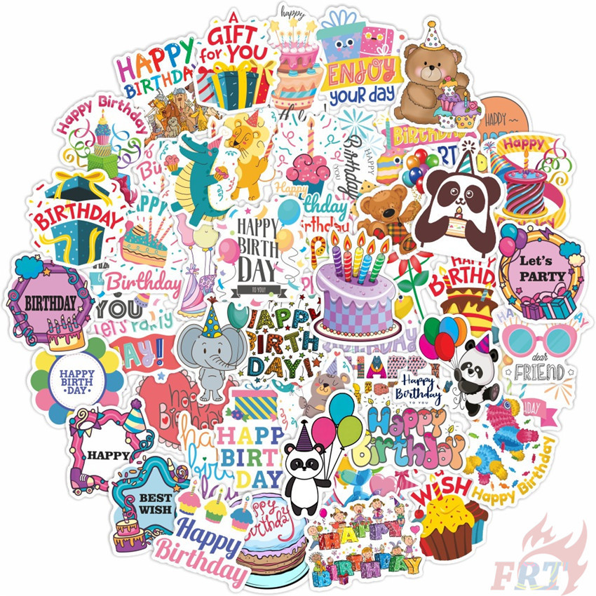 50Pcs/Set ❉ Happy Birthday Series 03 Stickers ❉ DIY Fashion Waterproof Doodle Decals Stickers