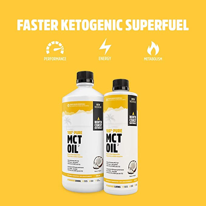 North Coast Naturals 100% Pure MCT Oil – Isolated from non-GMO coconut oil  – 946 ml Keto Approved  น้ำมัน MCT บริสุทธิ์