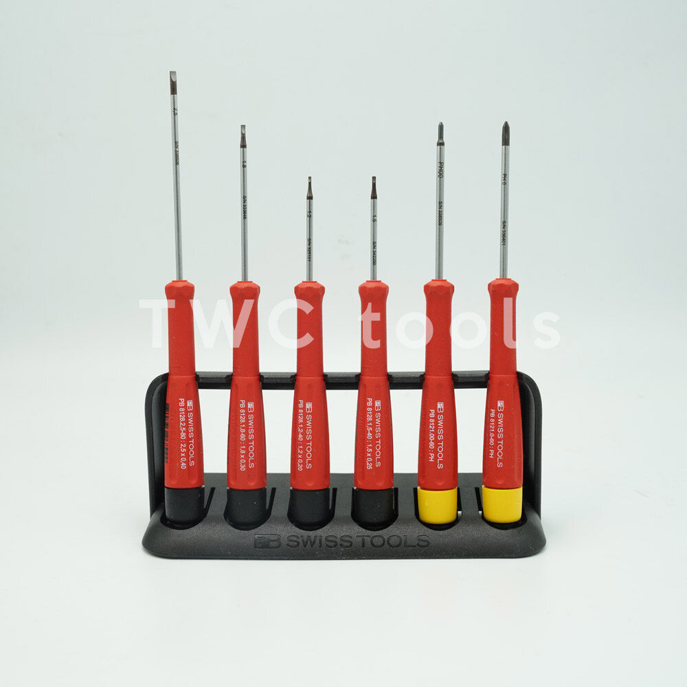 PB Swiss Tools ชุดไขควง พร้อมแท่นวาง รุ่น PB 8641 ไขควงชุด ปากแฉก ปากแบน ก้นหมุน ขันง่าย Swiss Made PB8641