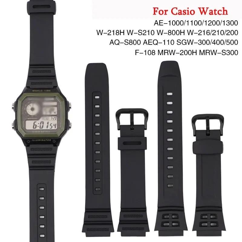 สายนาฬิกาข้อมือยางเรซิ่น 18 มม. แบบเปลี่ยน สําหรับ Casio AQ-S810W W-735H SGW-300 F-108WH AEQ-110W AE-1300 AE-1000W MRW-200H