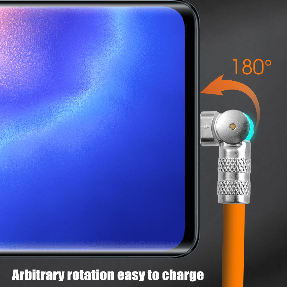 สายเคเบิล Micro USB 1/2 เมตร สําหรับ Android - 180° สายชาร์จโทรศัพท์มือถือ โลหะผสมสังกะสี 120W 6A Type-C ซิลิโคนเหลว หมุนได้ ชาร์จเร็วมาก - รูปที่ 4