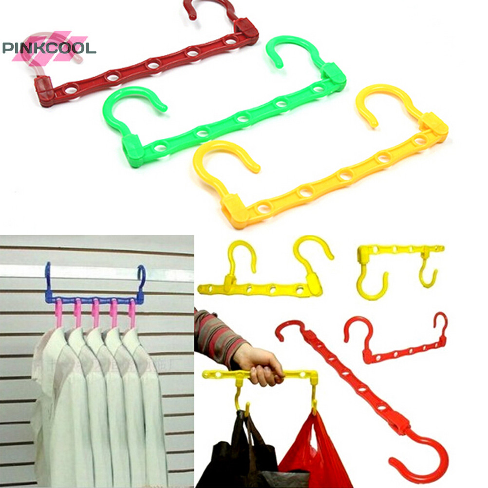 Pinkcool ขายดี ไม้แขวนเสื้อ ประหยัดพื้นที่ สุ่มสี สําหรับตู้เสื้อผ้า 1 ชิ้น