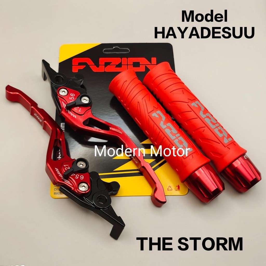 แพคเกจ 3in1 Hayaidesuu THE STORM Model/Handgrip FUZION +Jalu cnc Handlebar + Handlele cnc Mio j Xeon