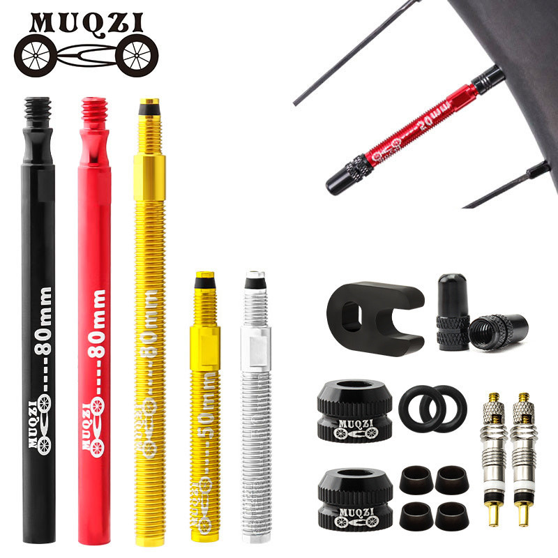 Muqzi วาล์วขยายยางล้อรถจักรยาน 50 มม. 60 มม. 80 มม. ถอดออกได้ พร้อมประแจ 2 ชิ้น