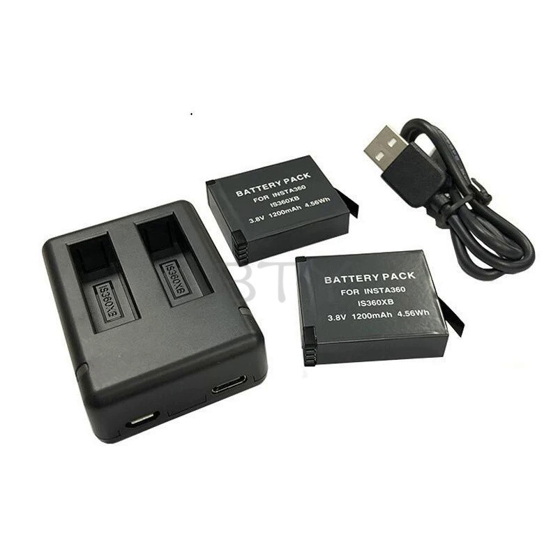 BTY 3.8V IS360XB ONE X Replacement Battery and Dual Slot Charger for Insta360 ONE X1 Action Camera