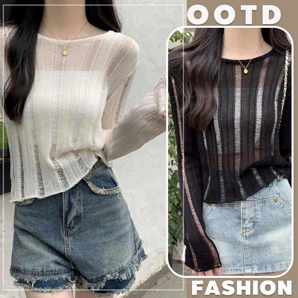 KOKO 1740 เสื้อยืดคอกลมแขนยาวแฟชั่นผู้หญิง เสื้อไหมแก้ว เสื้อกันไหมพรมแดดเนื้อบาง สไตล์เกาหลี สีน่ารักมาก