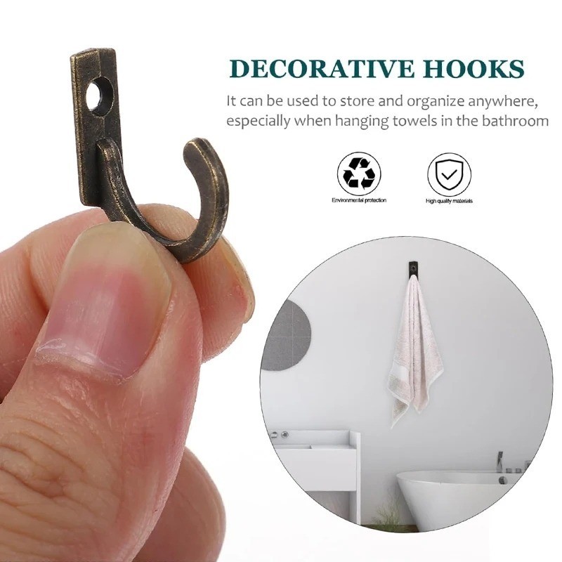 10 ชิ้น ขนาดเล็ก โบราณ ตะขอแขวนผนัง โค้ง หัวเข็มขัด แตร ล็อค ตะขอ สําหรับกล่องเครื่องประดับไม้ ฮาร์ดแวร์ บ้าน เสื้อโค้ท หมวก เสื้อผ้า - รูปที่ 7