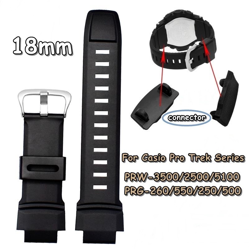 สายนาฬิกาข้อมือซิลิโคน 18 มม. สําหรับ Casio Pro Trek Series PRG-260 270 550 250 PRW-3500 2500 5100